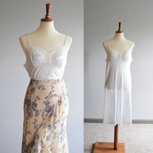 Vintage silky satin off-white slip dress Large
